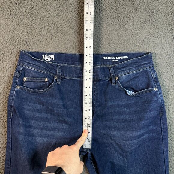 Mugsy Jeans Mens 35x30 (Fits 33x27) Blue Fultons Tapered Fit Stretch Dark Wash - Picture 11 of 15